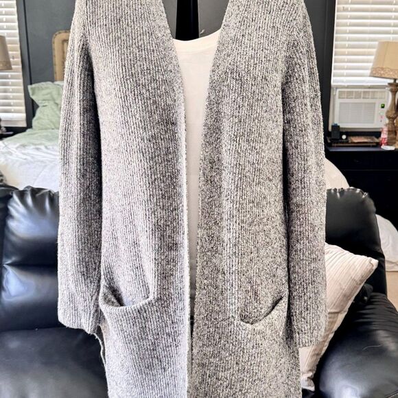 Old Navy Women’s Shaker Stitch Open Front Cardigan Sweater Grey Marl Size M - Picture 2 of 12